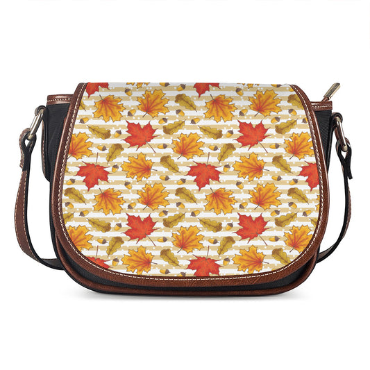 Maple And Oak Pattern Print Saddle Bag