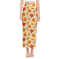Maple And Oak Pattern Print Side Slit Maxi Skirt