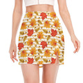 Maple And Oak Pattern Print Side Slit Mini Skirt