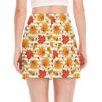 Maple And Oak Pattern Print Side Slit Mini Skirt