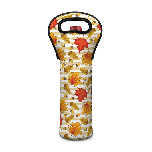 Maple And Oak Pattern Print Single Neoprene Wine Tote