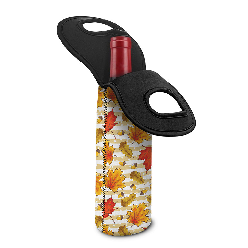 Maple And Oak Pattern Print Single Neoprene Wine Tote