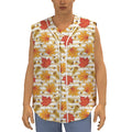 Maple And Oak Pattern Print Sleeveless Baseball Jersey
