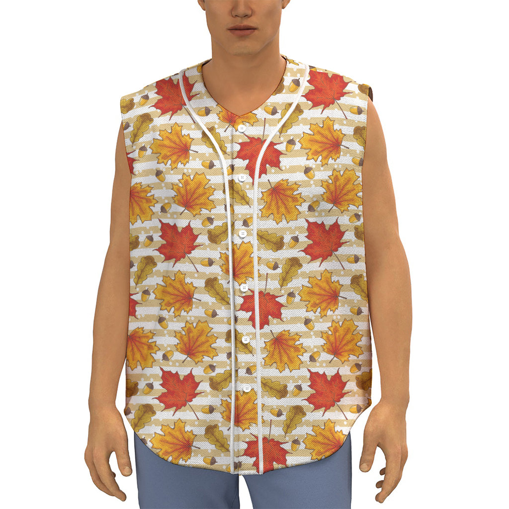 Maple And Oak Pattern Print Sleeveless Baseball Jersey