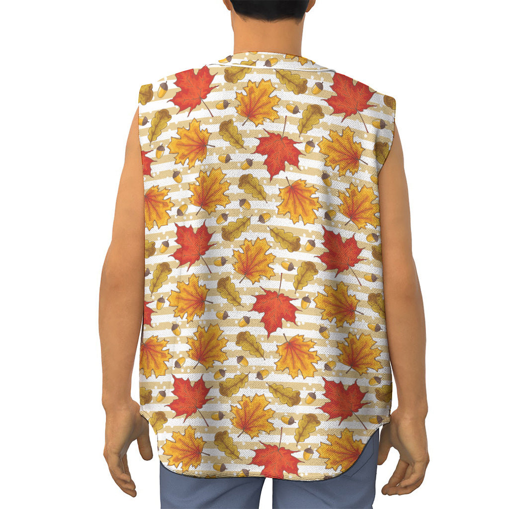 Maple And Oak Pattern Print Sleeveless Baseball Jersey