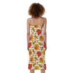 Maple And Oak Pattern Print Slim Fit Midi Cami Dress