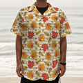 Maple And Oak Pattern Print Textured Short Sleeve Shirt