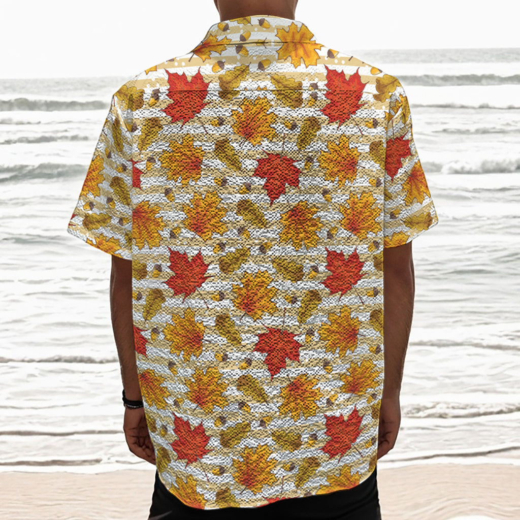 Maple And Oak Pattern Print Textured Short Sleeve Shirt