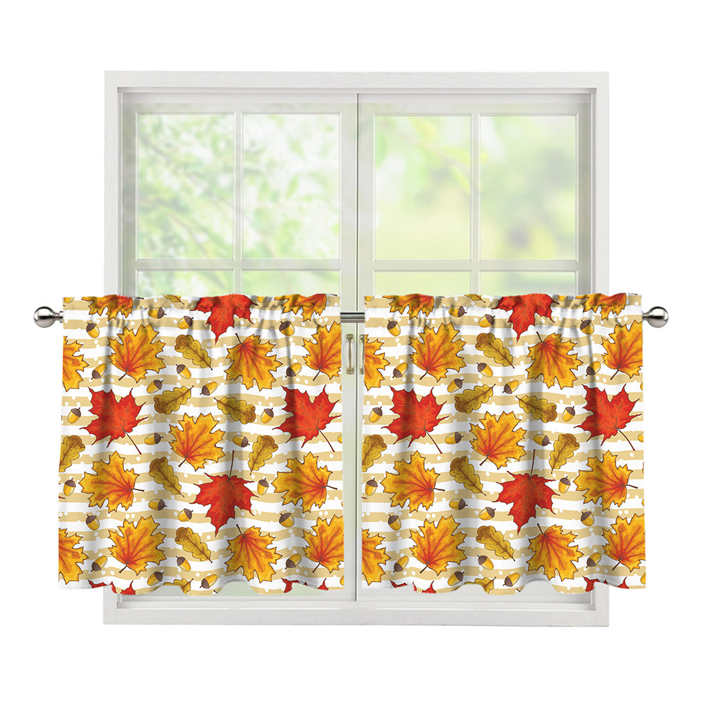 Maple And Oak Pattern Print Tier Curtains