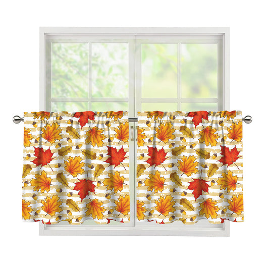 Maple And Oak Pattern Print Tier Curtains