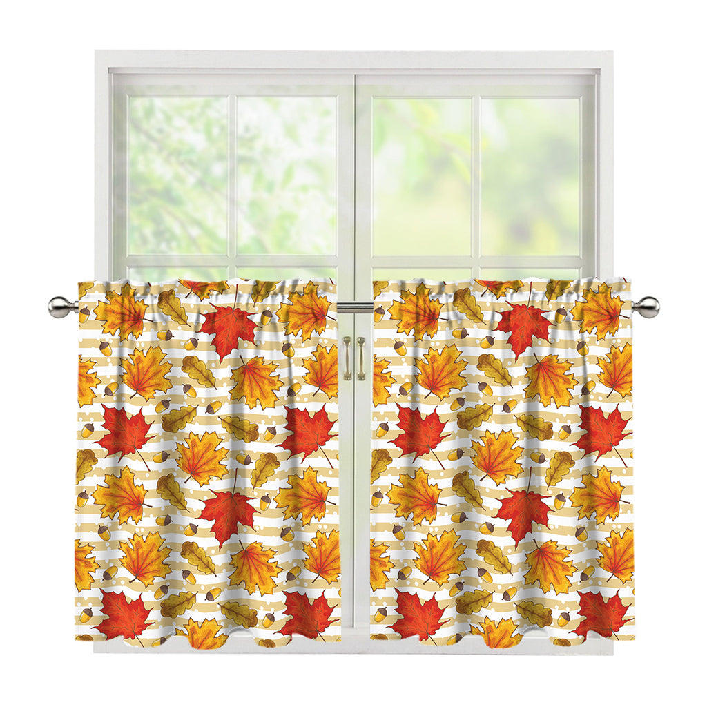 Maple And Oak Pattern Print Tier Curtains