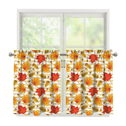 Maple And Oak Pattern Print Tier Curtains