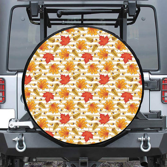Maple And Oak Pattern Print Tire Cover