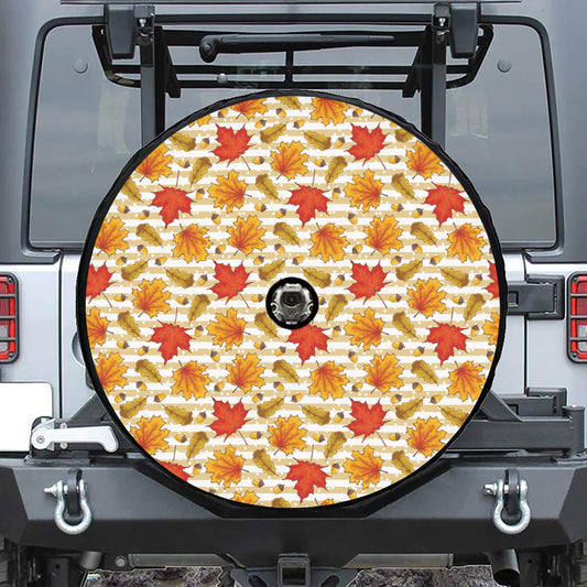 Maple And Oak Pattern Print Tire Cover With Camera Hole