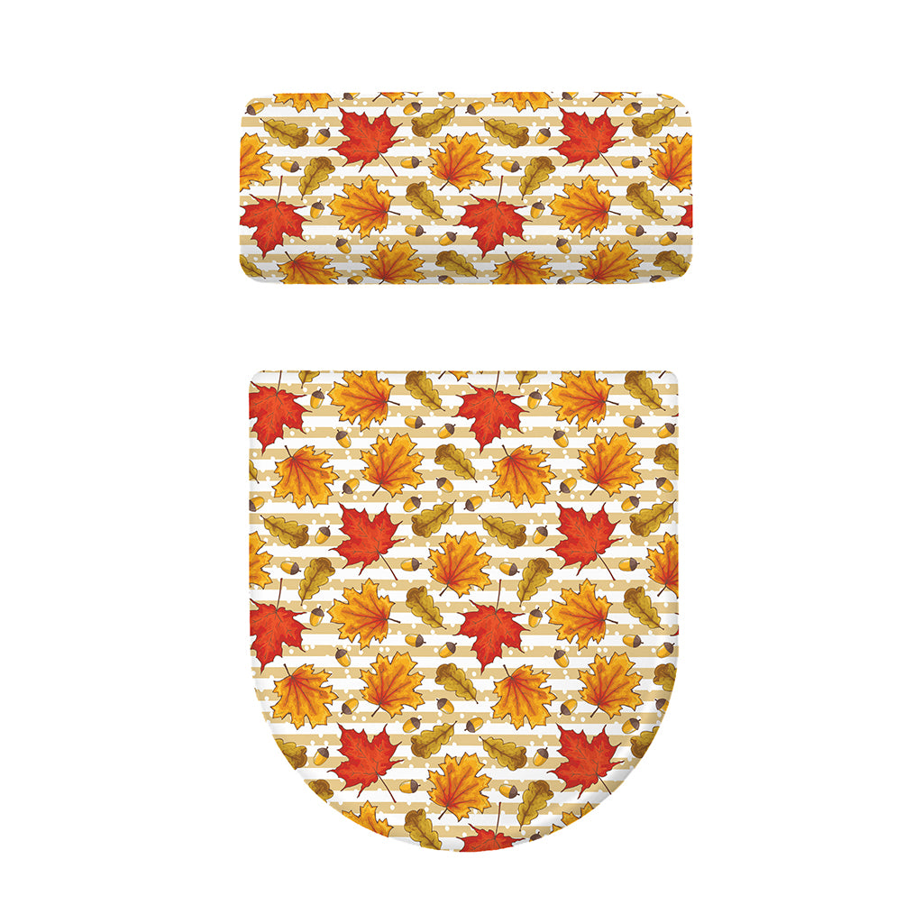 Maple And Oak Pattern Print Toilet Lid And Tank Cover Set