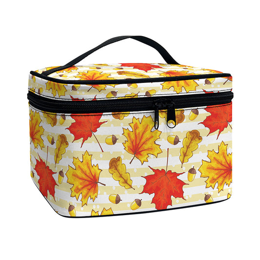 Maple And Oak Pattern Print Travel Makeup Bag
