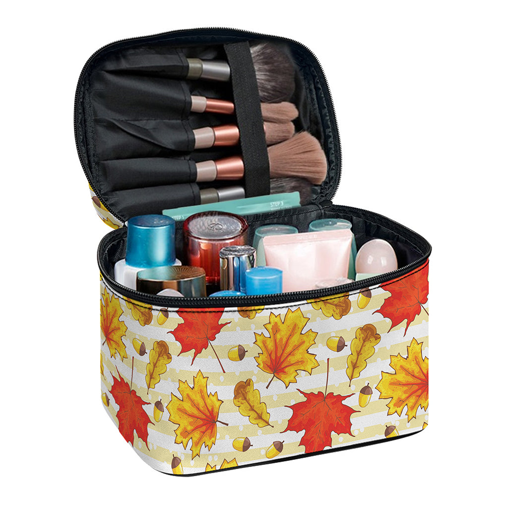 Maple And Oak Pattern Print Travel Makeup Bag