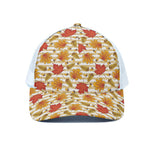 Maple And Oak Pattern Print White Mesh Trucker Cap