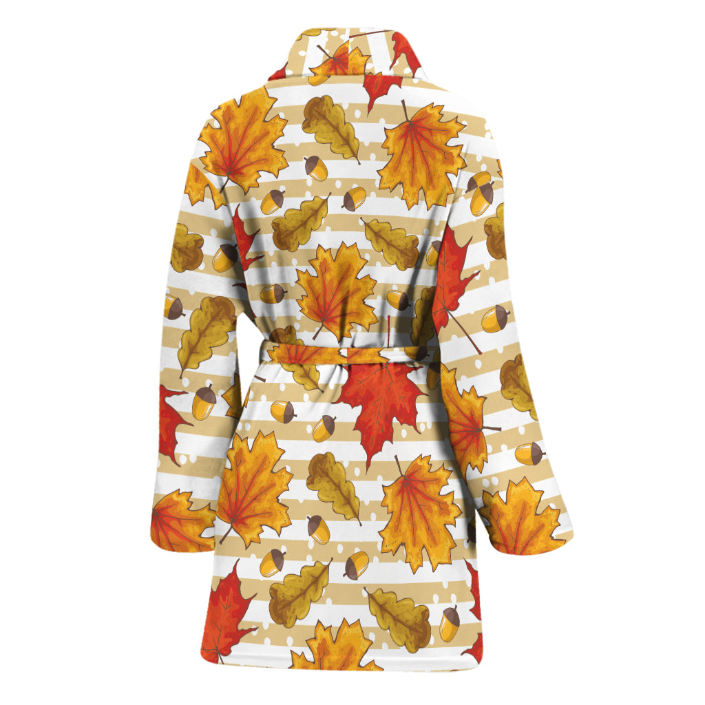 Maple And Oak Pattern Print Women's Bathrobe