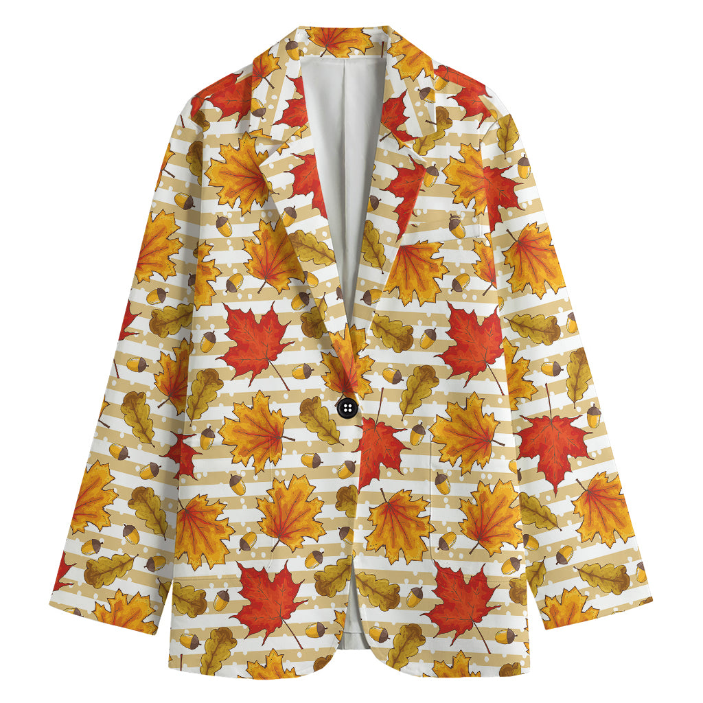 Maple And Oak Pattern Print Women's Cotton Blazer