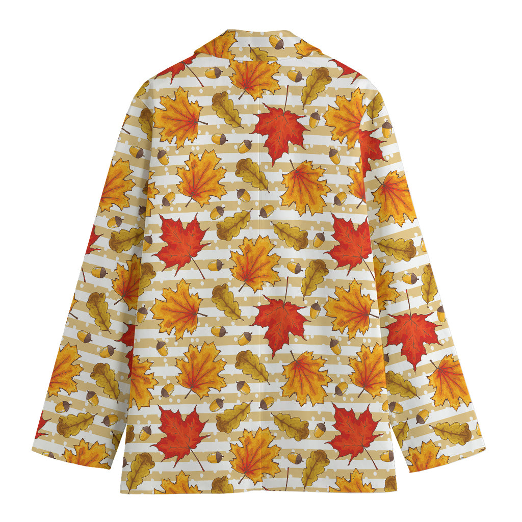 Maple And Oak Pattern Print Women's Cotton Blazer