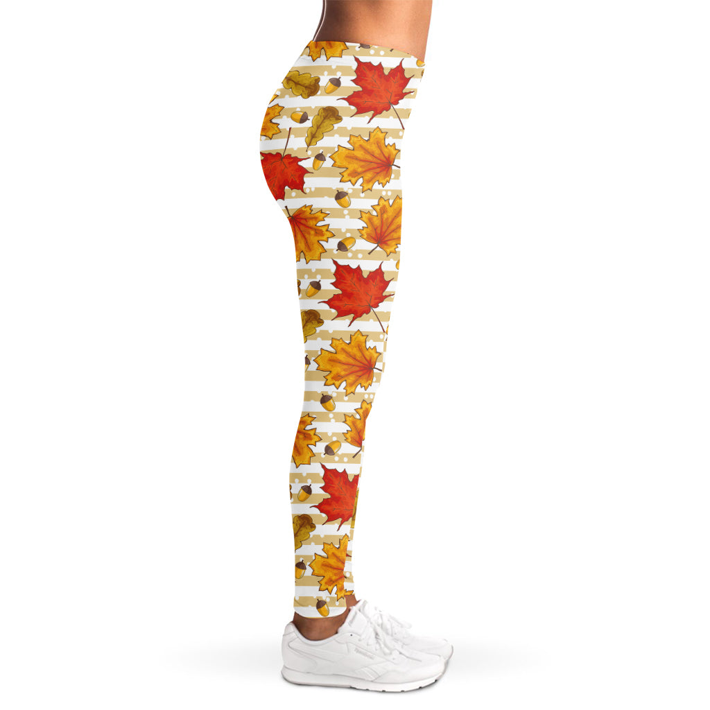 Maple And Oak Pattern Print Women's Leggings