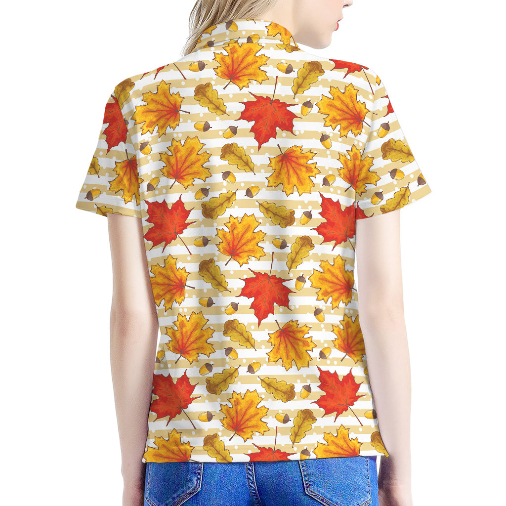 Maple And Oak Pattern Print Women's Polo Shirt