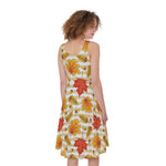 Maple And Oak Pattern Print Women's Sleeveless Dress