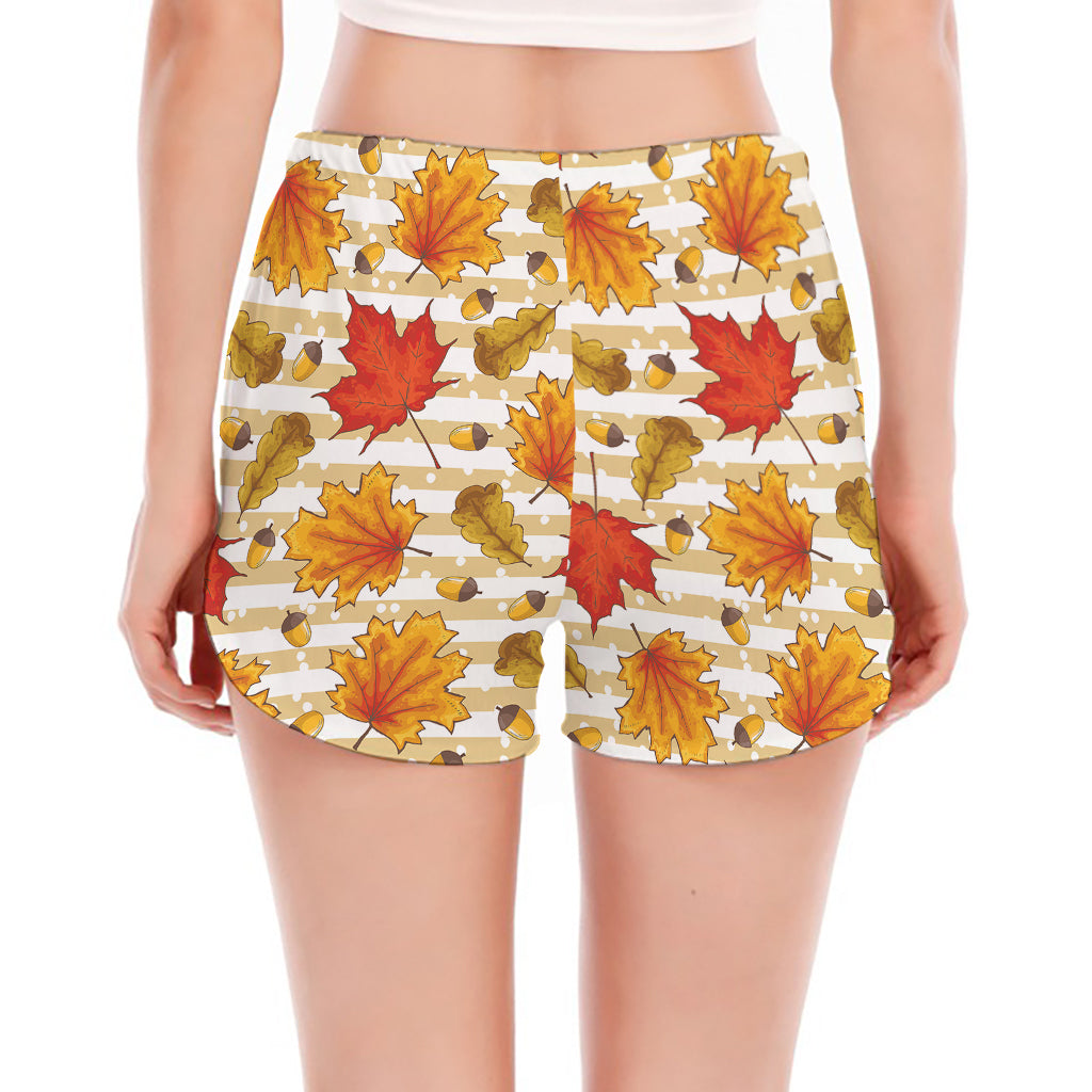 Maple And Oak Pattern Print Women's Split Running Shorts