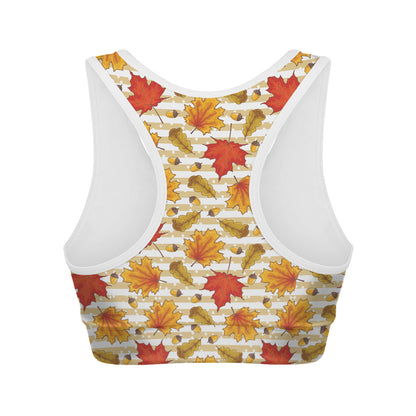 Maple And Oak Pattern Print Women's Sports Bra