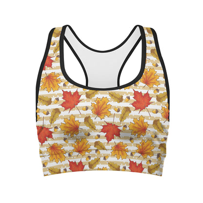 Maple And Oak Pattern Print Women's Sports Bra