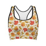 Maple And Oak Pattern Print Women's Sports Bra