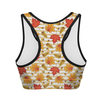 Maple And Oak Pattern Print Women's Sports Bra