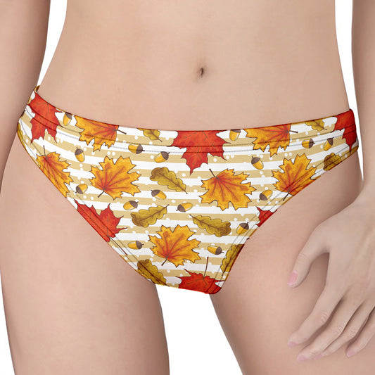 Maple And Oak Pattern Print Women's Thong