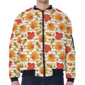 Maple And Oak Pattern Print Zip Sleeve Bomber Jacket