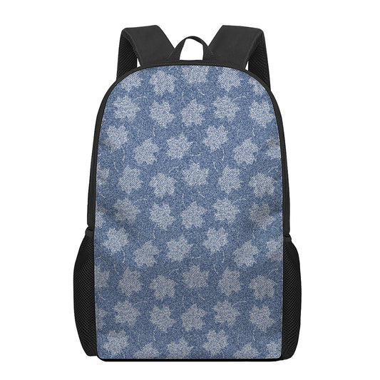 Maple Leaf Denim Jeans Pattern Print 17 Inch Backpack