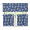 Maple Leaf Denim Jeans Pattern Print 3 Piece Kitchen Curtains