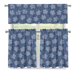 Maple Leaf Denim Jeans Pattern Print 3 Piece Kitchen Curtains