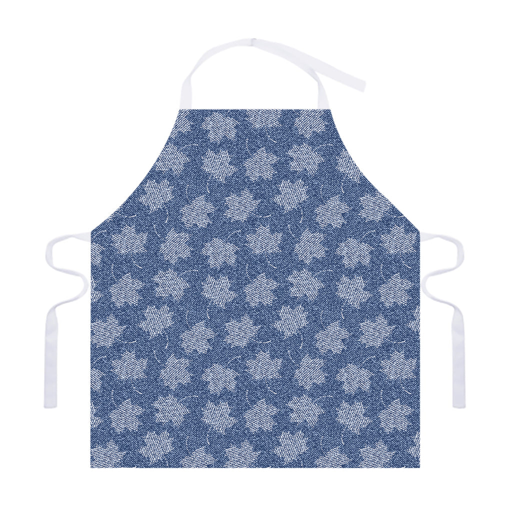Maple Leaf Denim Jeans Pattern Print Adjustable Apron