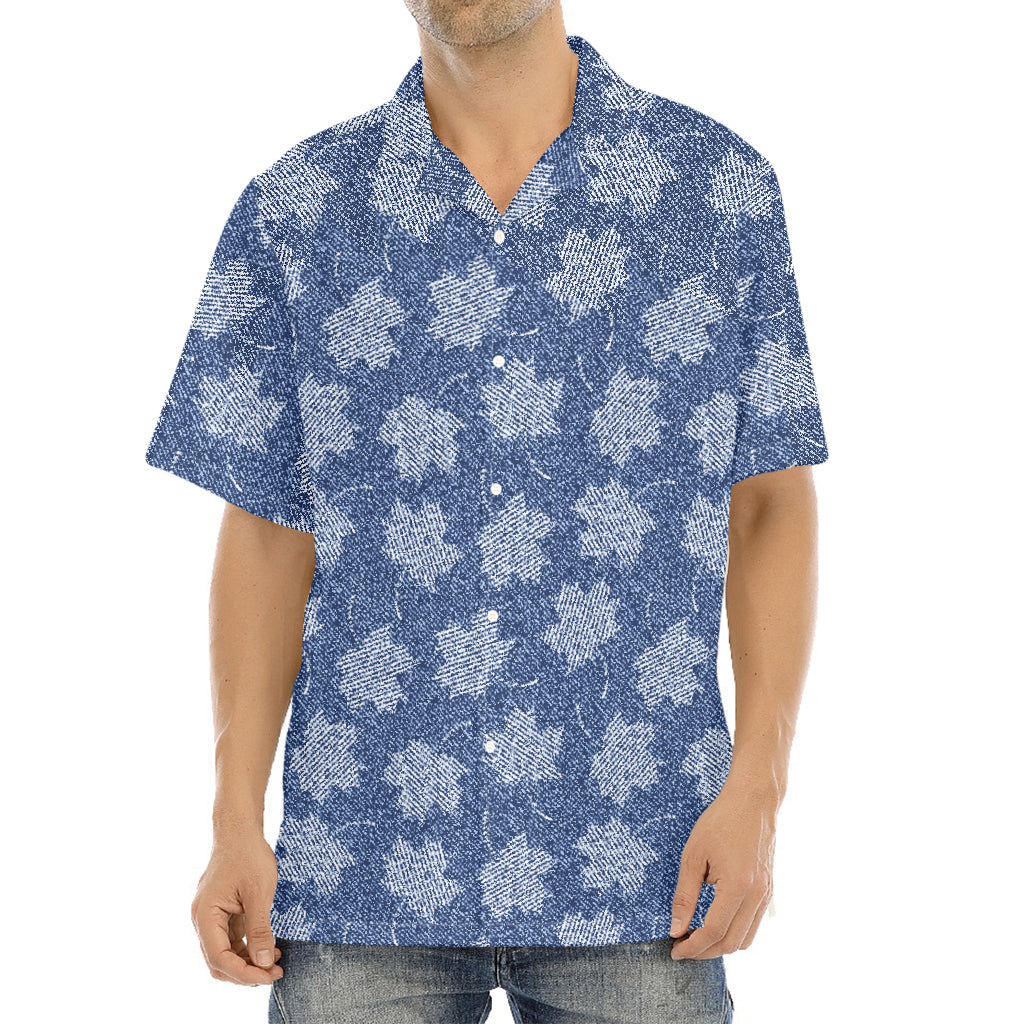 Maple Leaf Denim Jeans Pattern Print Aloha Shirt