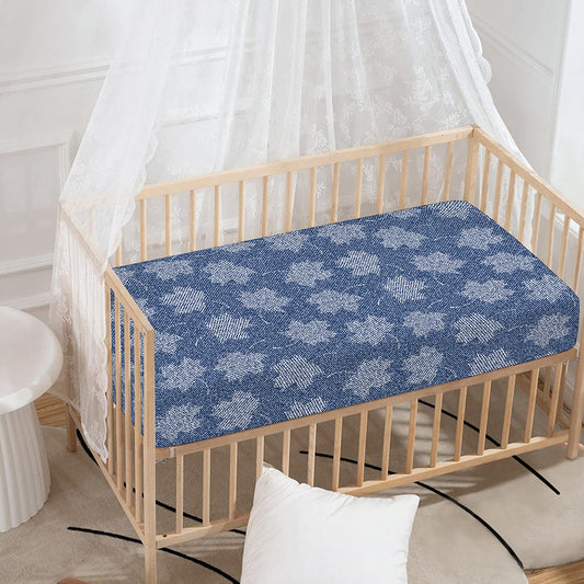 Maple Leaf Denim Jeans Pattern Print Baby Crib Sheet