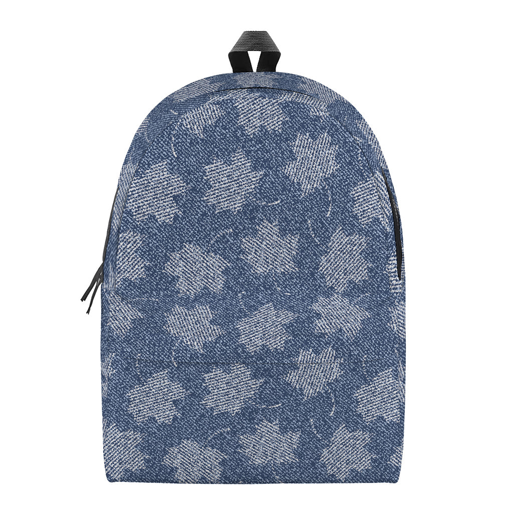Maple Leaf Denim Jeans Pattern Print Backpack