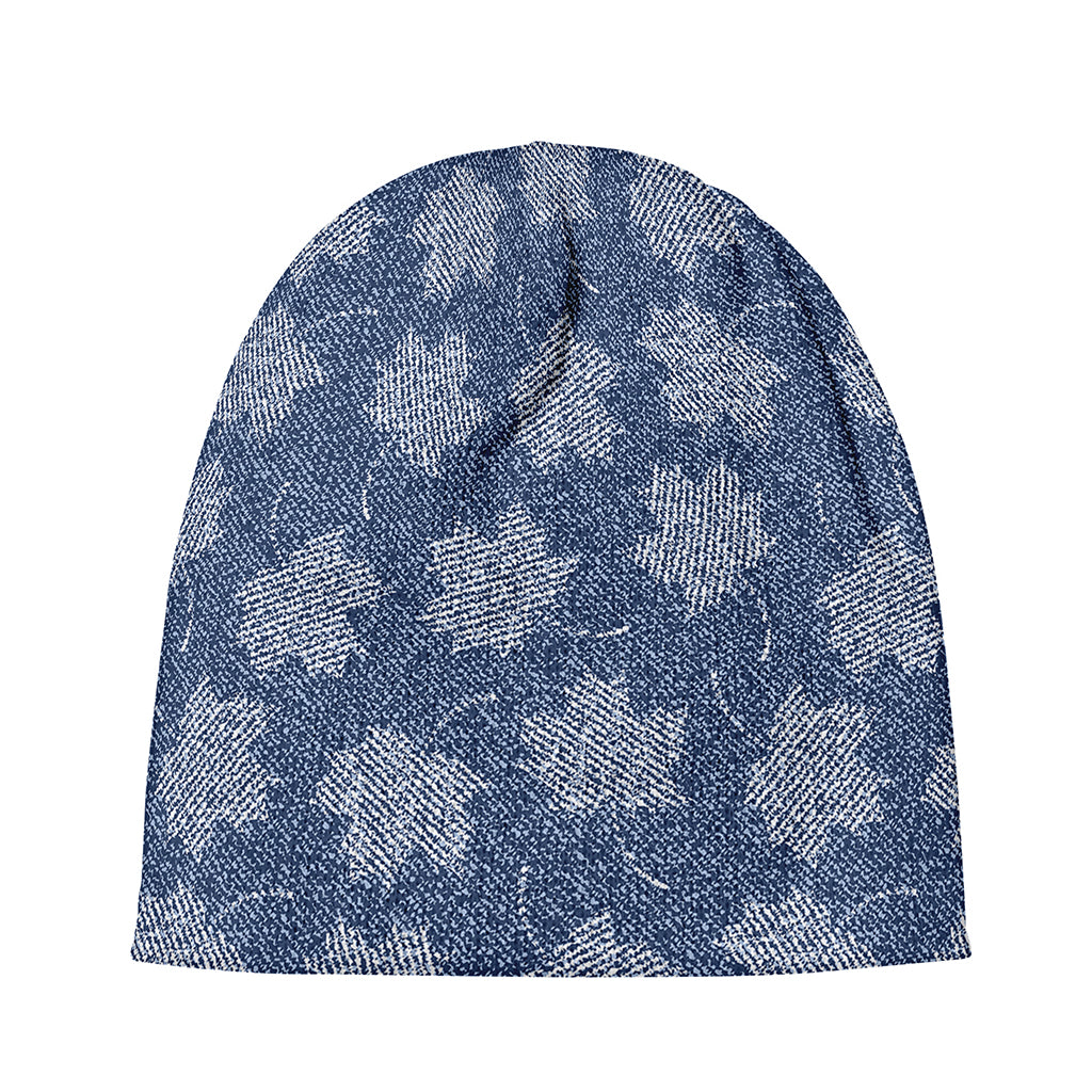 Maple Leaf Denim Jeans Pattern Print Beanie
