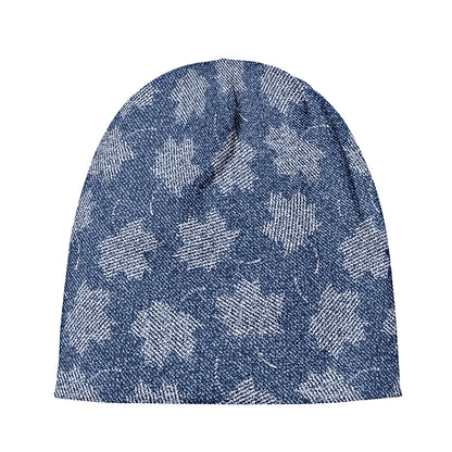 Maple Leaf Denim Jeans Pattern Print Beanie
