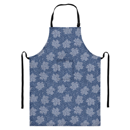 Maple Leaf Denim Jeans Pattern Print Bib Apron With Pocket