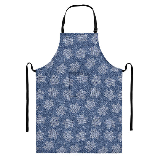Maple Leaf Denim Jeans Pattern Print Bib Apron With Pocket