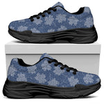 Maple Leaf Denim Jeans Pattern Print Black Chunky Shoes