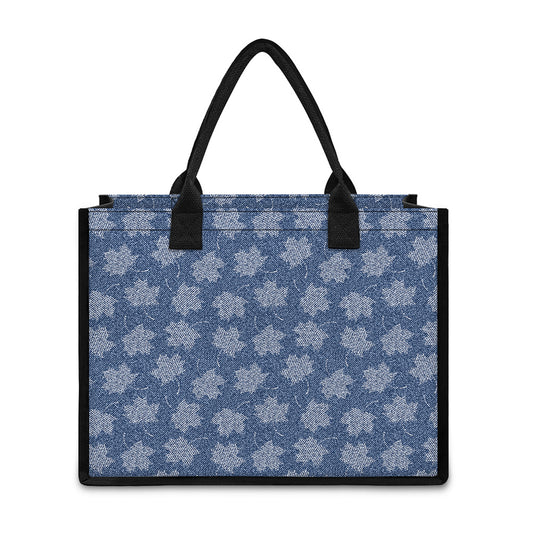Maple Leaf Denim Jeans Pattern Print Canvas Tote Bag