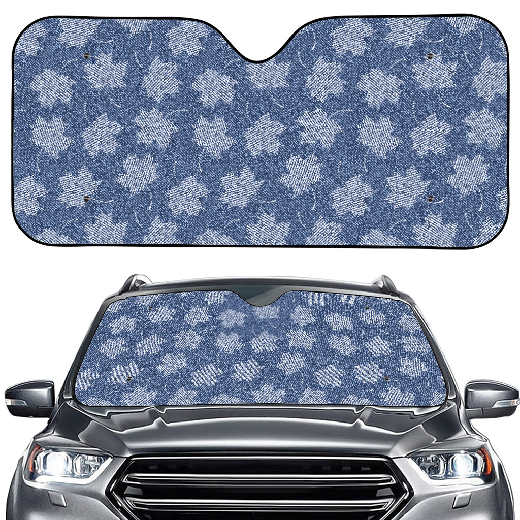 Maple Leaf Denim Jeans Pattern Print Car Windshield Sun Shade