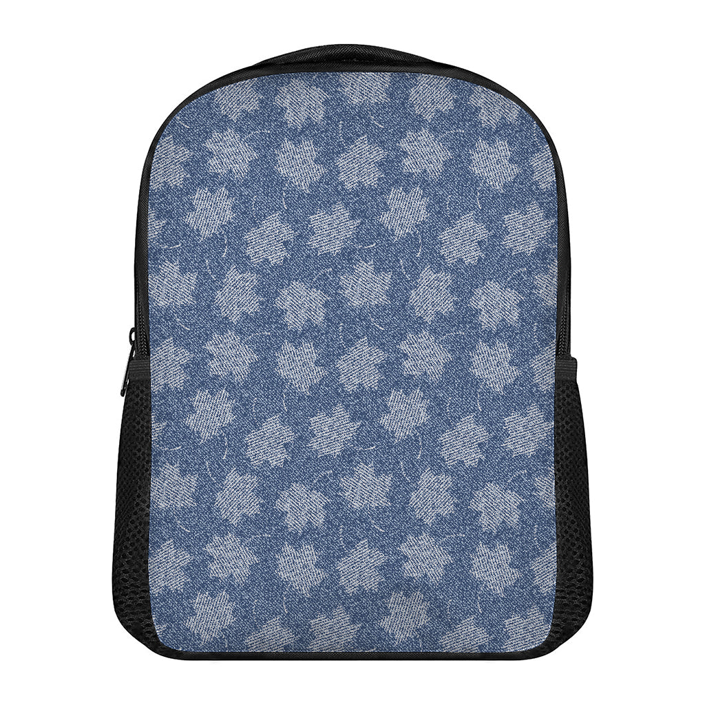 Maple Leaf Denim Jeans Pattern Print Casual Backpack